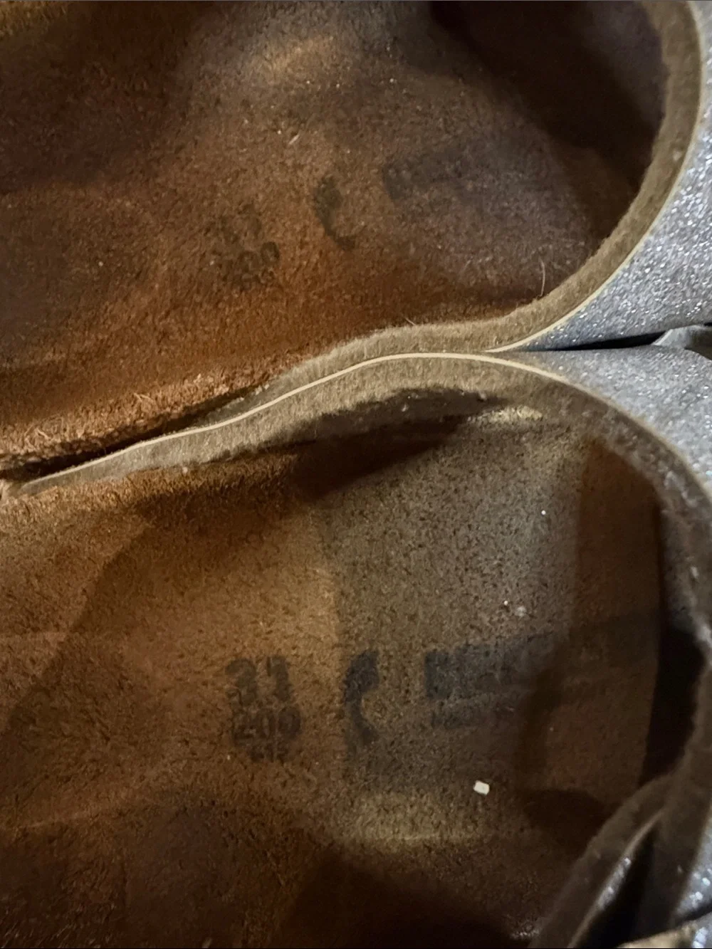 Birkenstock Kids Silver Glitter Double-Strap Sandals